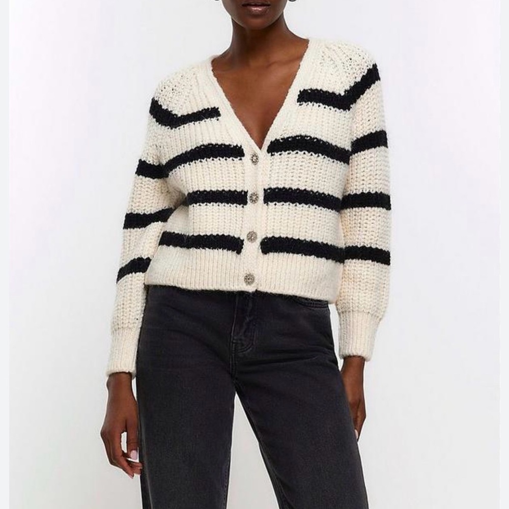 Pigalle chunky knit academia preppy sweater cardigan size M